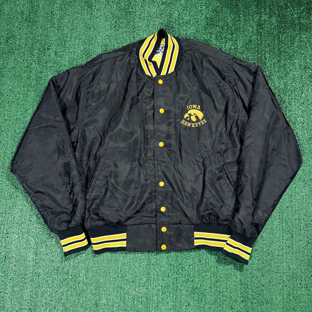 Vintage NCAA 1990s Iowa Hawkeyes Satin Bomber Jacket Mens Large
